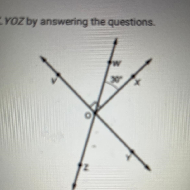 Please Hurry!! Find the measure of WOV. Which angle relationship did you use?-example-1