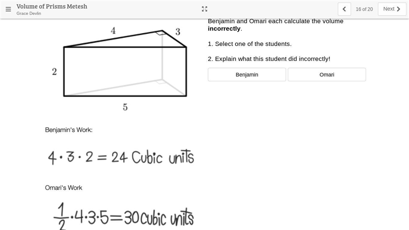 Explain what one of these students did incorrectly-example-1