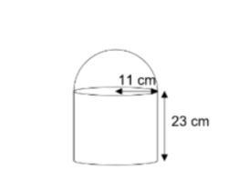 The shape shown in the diagram below is made up from a hemisphere on top of a cylinder-example-1