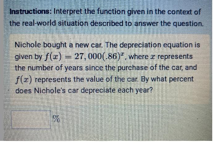 Instructions: Interpret the function given in the context ofthe real-world situation-example-1