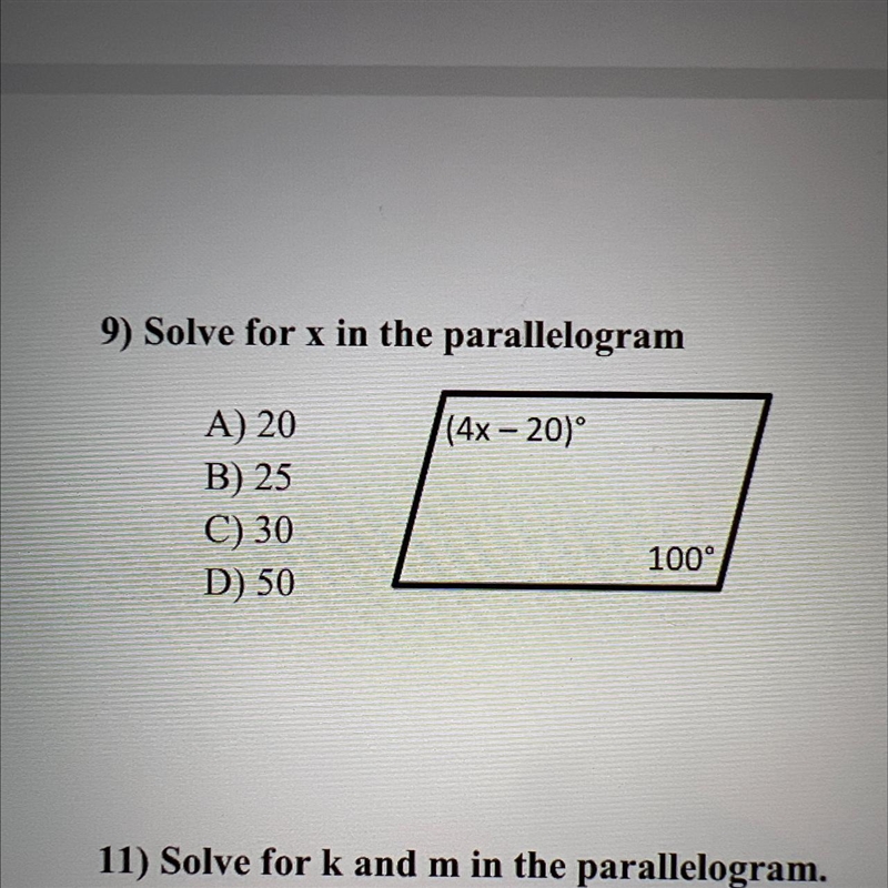 Solve for x in the parallelogram-example-1