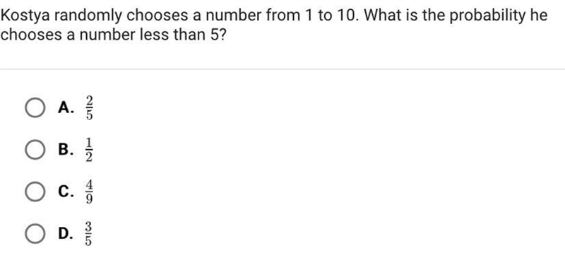 Kostya randomly chooses a number from 1 to 10. What is the probability hechooses a-example-1