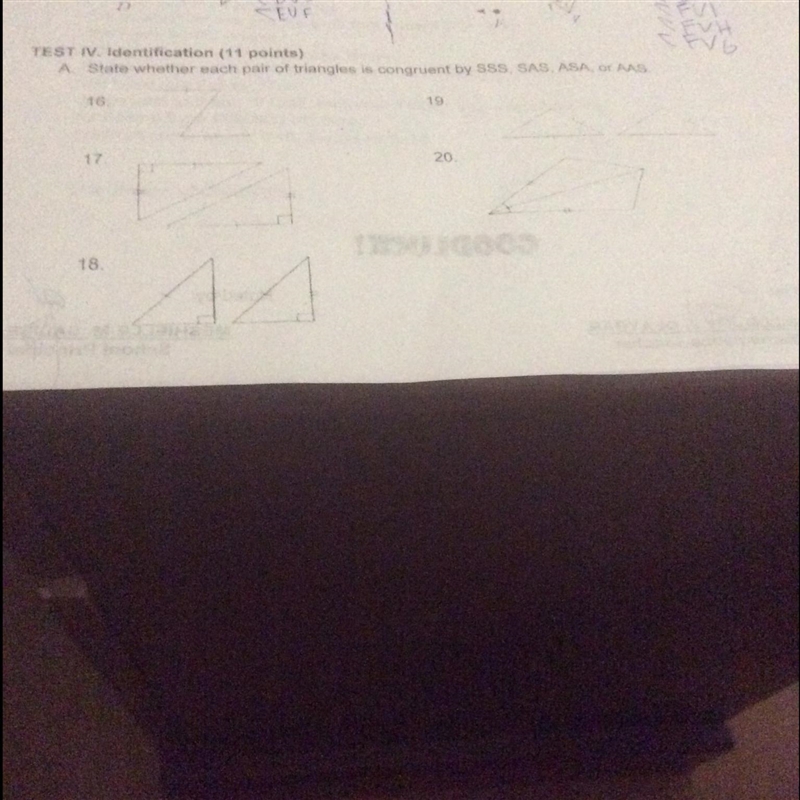 (18 POINTS) PLEASE ANSWER CORRECTLY :) Write SSS, SAS, ASA, and AAS Congruence if-example-1