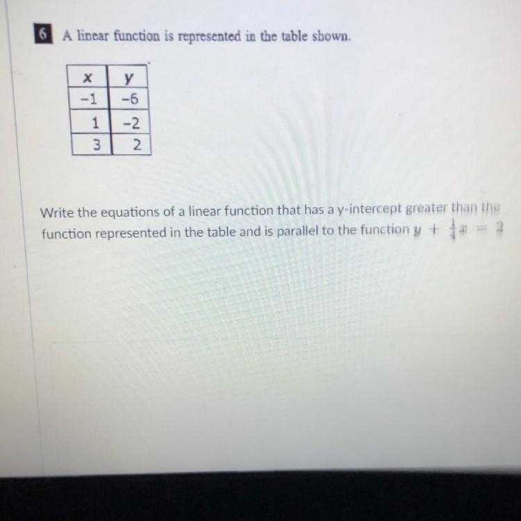 Please help!! -1,-6 1,-2 3,2 write the equations of a liner function that had a y-example-1