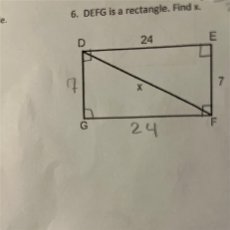 6. DEFG is a rectangle. Find x.-example-1