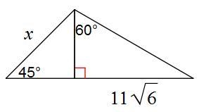 Find x. A. 11√6/2 B. 22 C. 33 D. 11√3/2-example-1