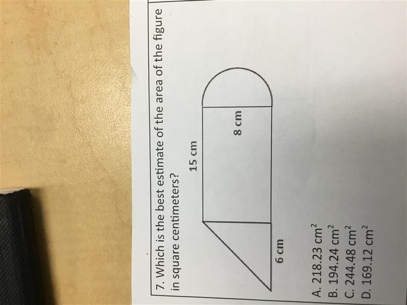 Which is the best estimate of the area of the figure in square centimeters-example-1