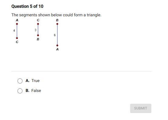 The segments shown below could form a triangle-example-1