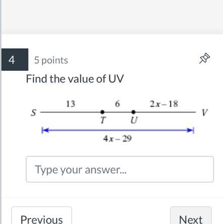 Find the value of UV X=15 I think-example-1