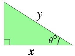 Given that y= 8 cm and θ= 39 °, work out x rounded to 1 decimal place. (not drawn-example-1