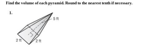 Find the volume of this pyramid, Round to the nearest tenth if necessary.-example-1