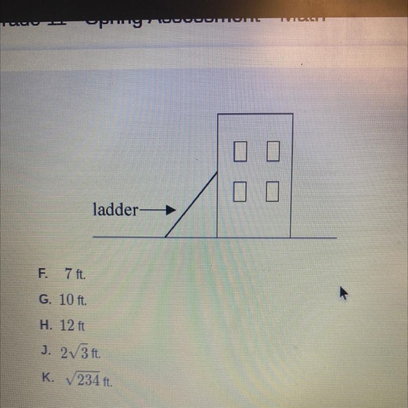 Aladder that is 15 ft. long is leaning against the side of a building as shown below-example-1