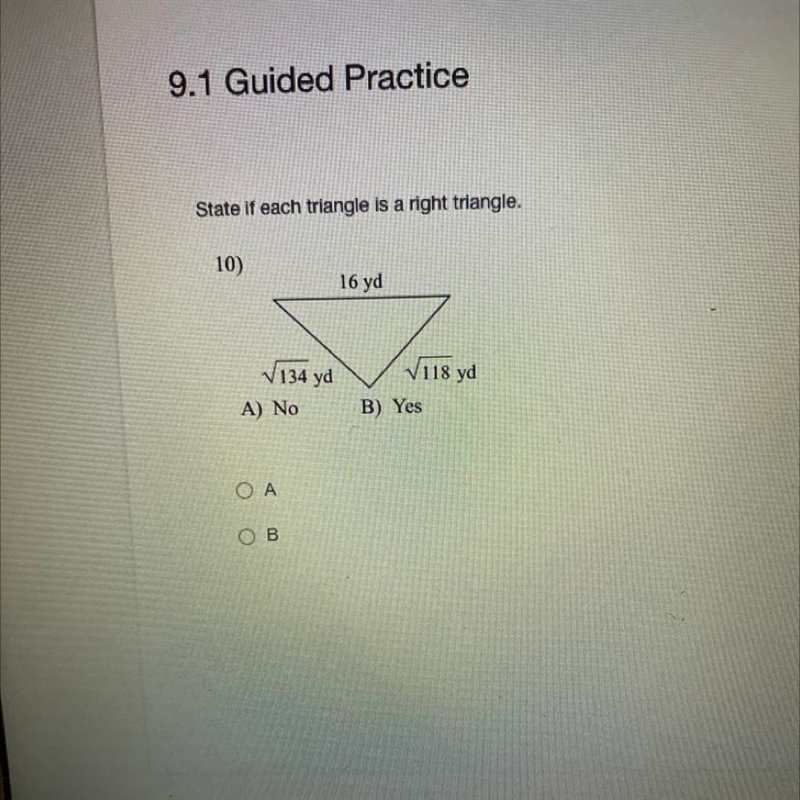 State if each triangle is a right triangle.-example-1