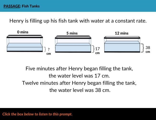 What was the water level at 0 minutes when Henry began to fill the tank?-example-1