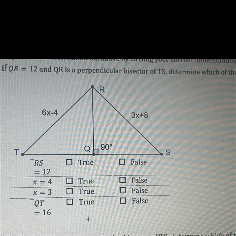 Geometry question I need help with the true or false-example-1