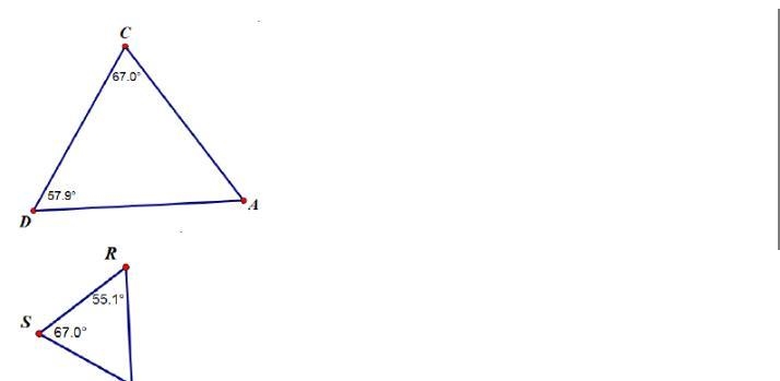 Daniela examines the two triangles below and determines Triangle D A C is similar-example-1