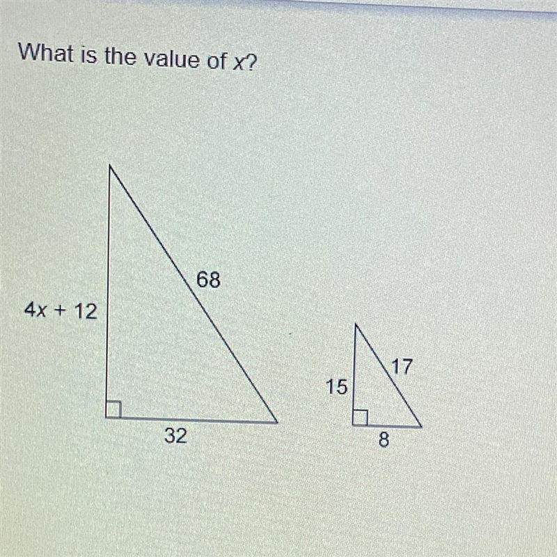 What is the value of x? 68 4x + 12 17 15 32 8-example-1