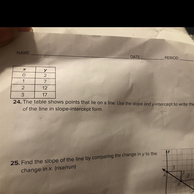 The table shows points that lie on the line.-example-1