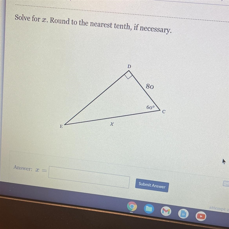 Solve for x. Round to the nearest tenth, if necessary. X=???-example-1