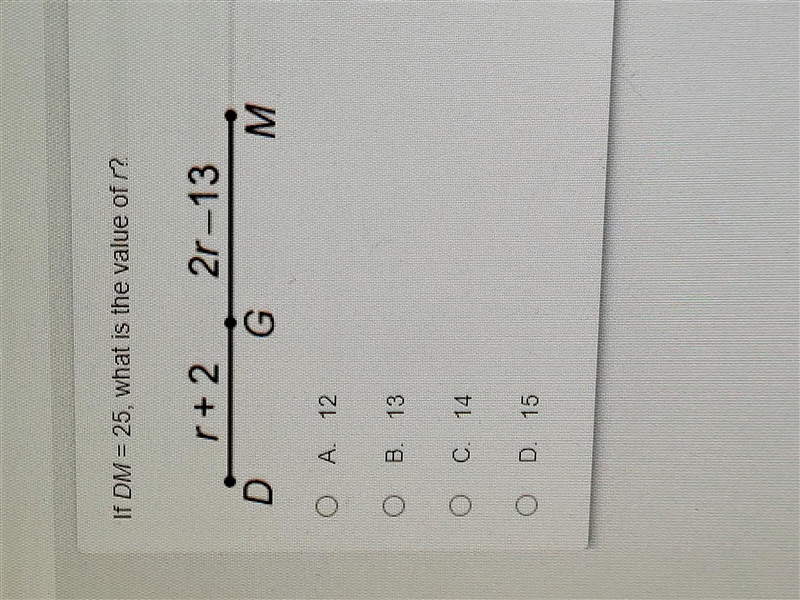 If DM= 25 what is the value of r-example-1