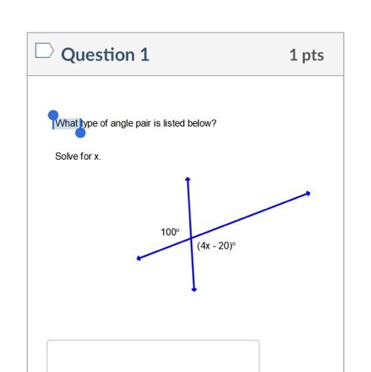 What type of angle pair is shown below? What is the value of x?-example-1