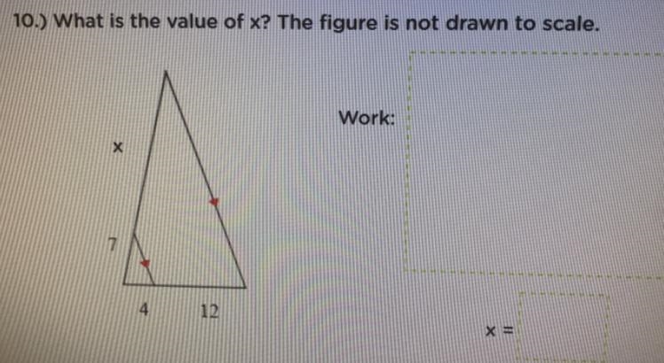 What is the value of x? The figure is not drawn to scale. Show work-example-1