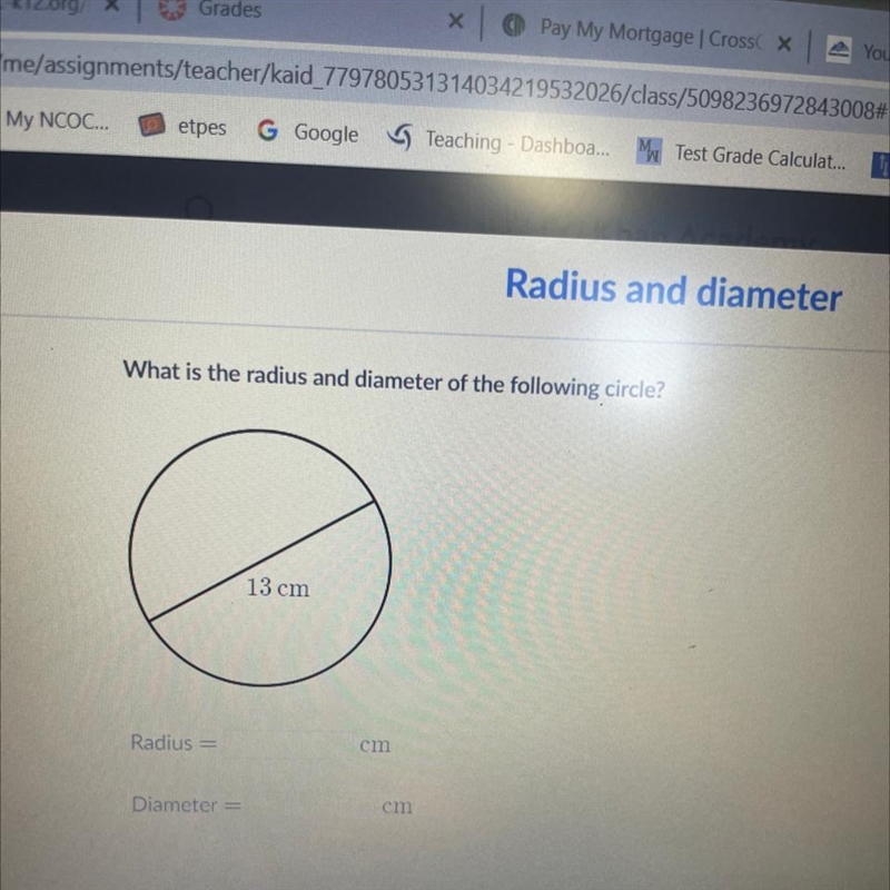 What is the radius and diameter of 13cm-example-1