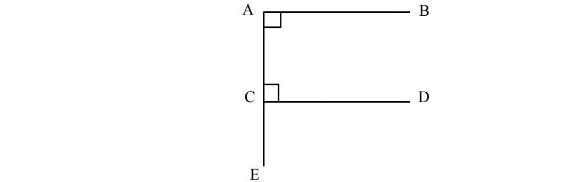 In the given figure, write the relation between AB and CD as well as AB and AE. ​-example-1