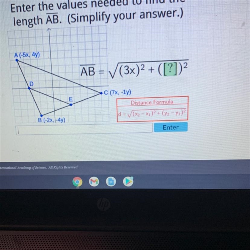 PLEASE HELP NEED ASAP. Enter the values needed to find the length AB. (Simplify your-example-1