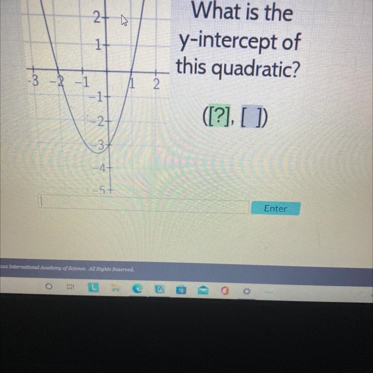 What is the y intercept of this quadratic? (Picture)-example-1