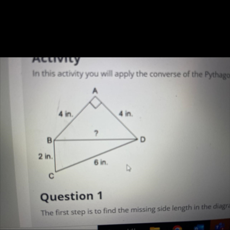 Part BNow that you know the missing side length, is triangle BCD a right triangle-example-1