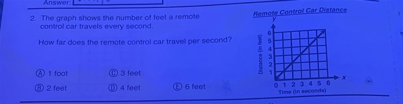 The graph shows the number of feet a remote control car travels every second-example-1