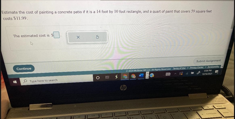 Estimate the cost of painting a concrete patio if it is a 14 foot by 10 foot rectangle-example-1