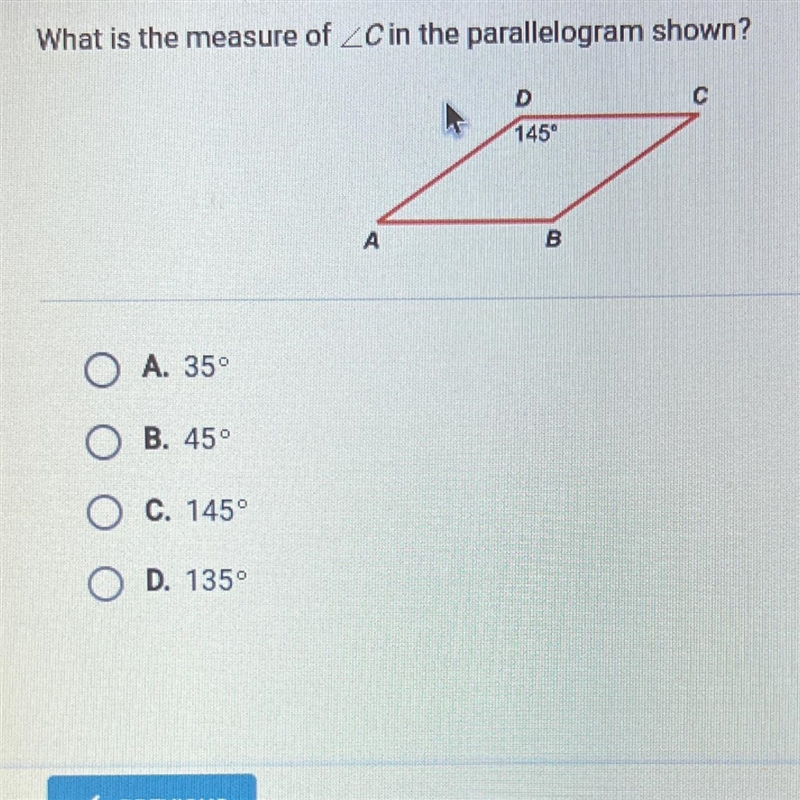 What is the measure of angle c in the parallelogram shown-example-1