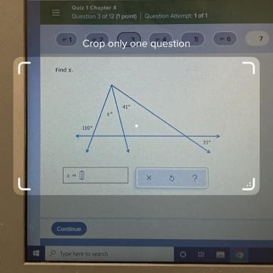 Find x. 41° 110° 35° = 0 Х ?-example-1