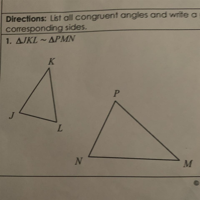 100 POINTS List all congruent angles and write a proportion-example-1