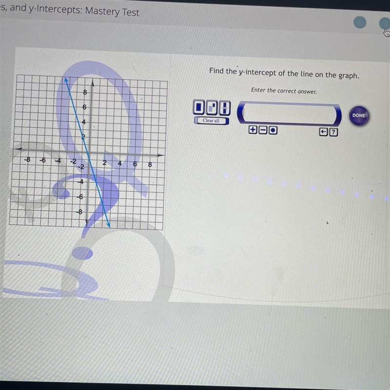 PLEASE HELP! Find the y-intercept of the line on the graph. Enter the correct answer-example-1