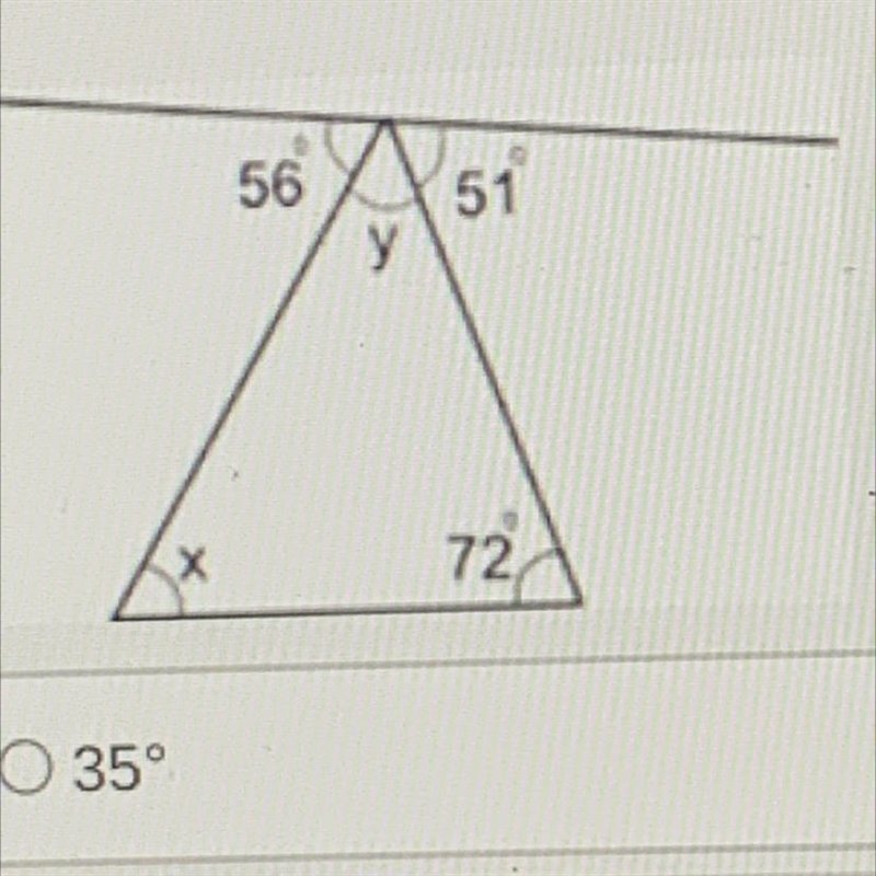 Question 11 Multiple Choice Worth 1 points) (05.02 MC) Find the measure of angle x-example-1