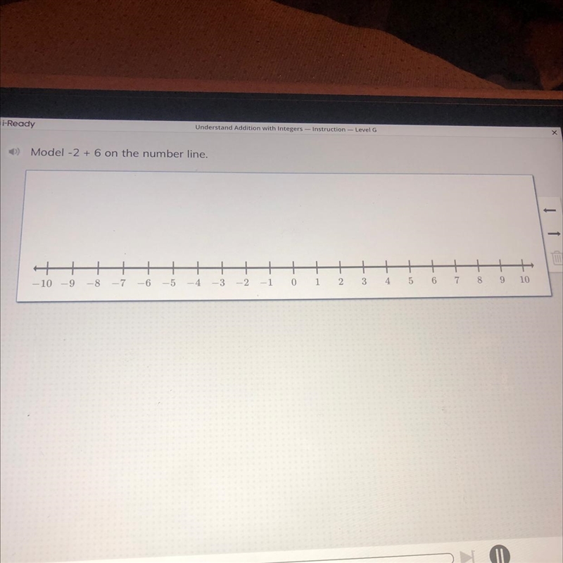 -2 + 6 on the number line-example-1