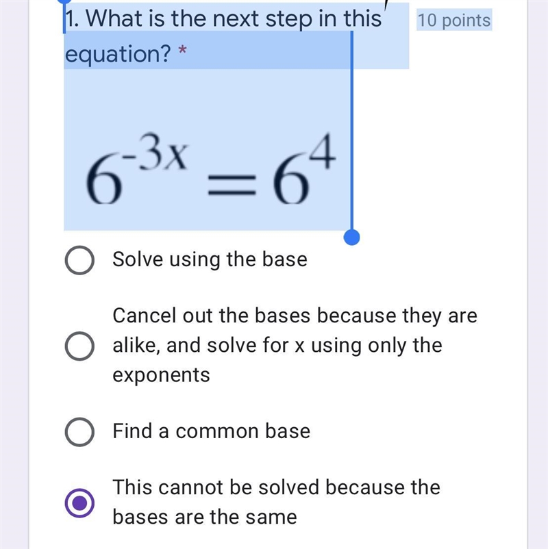 1. What is the next step in this equation? * 10 points-example-1