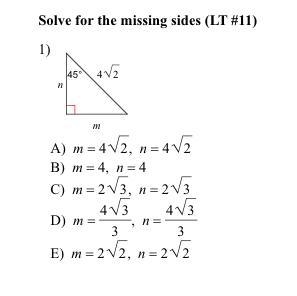 Solve for the missing sides-example-1