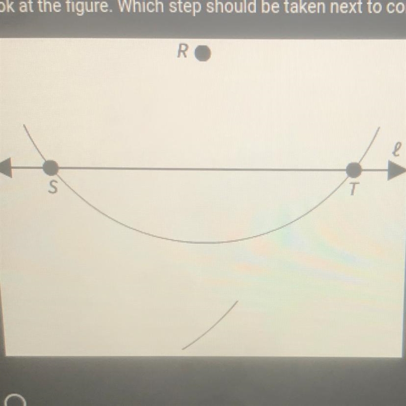 Look at the figure. Which step should be take. Next to construct a line through point-example-1