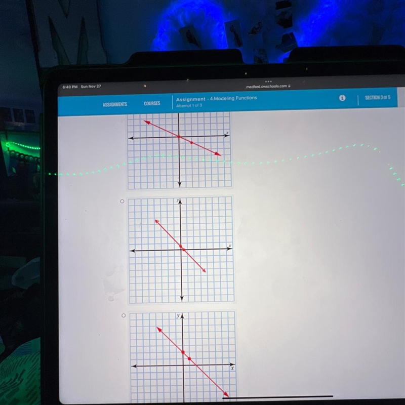 Which graph represents the following function? f(x)=-1/2x-example-1