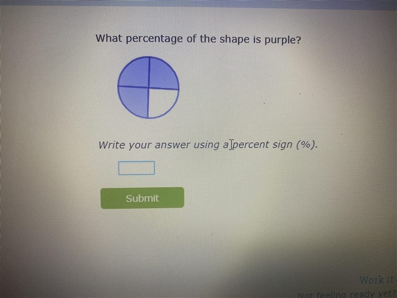 What percentage of the shape is purple-example-1