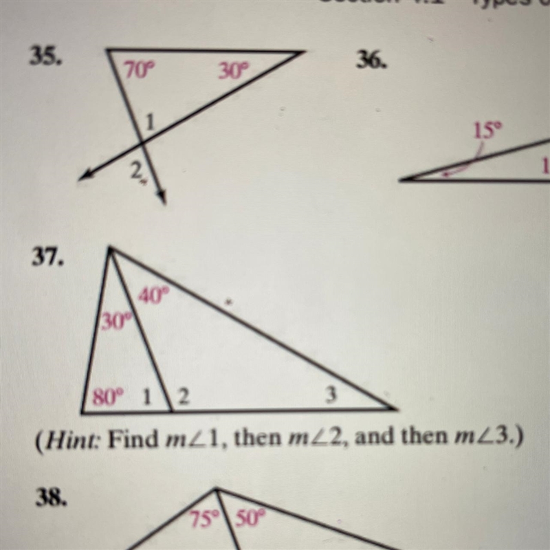 HELP PLS I NEED TO FIND THE MEASURE FOR 1 2 AND 3 PLS!!!!' ONLY QUESTION 37!!-example-1