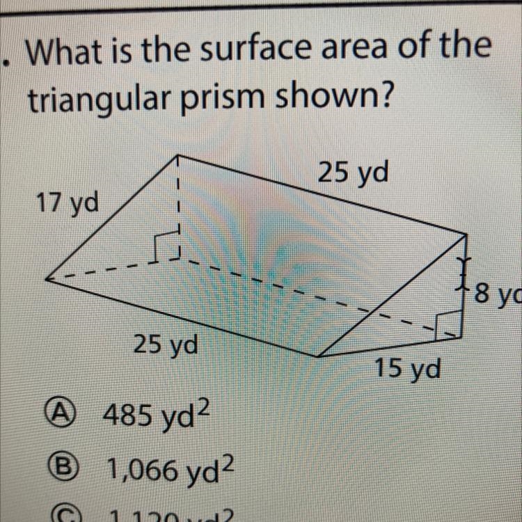 7. What is the surface area of the triangular prism shown?-example-1