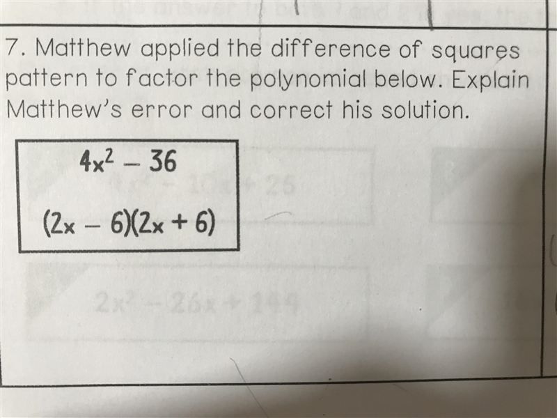 Difference of squares. Pls help algebra factoring polynomials 10 points-example-1