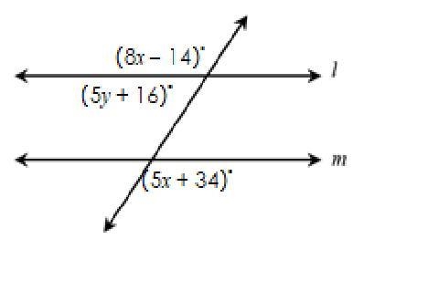 Find the value of x and y (8x-14) (5y+16) (5x34)-example-1