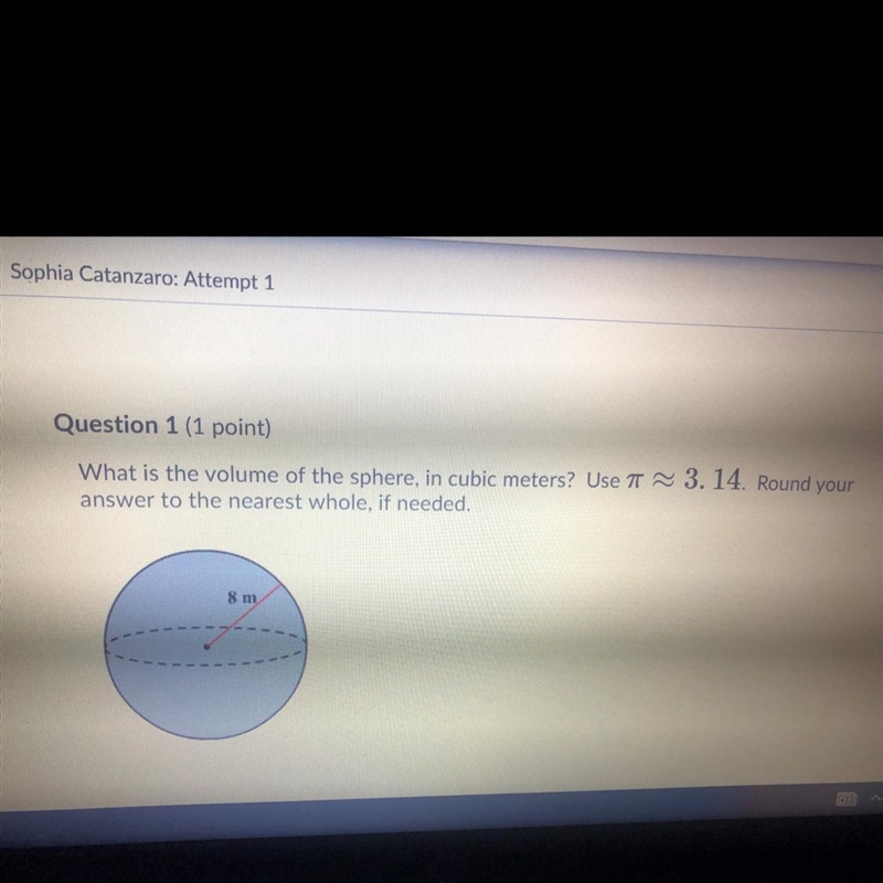 What is the volume of the sphere in cubic centimeters? Possible answers: A. 201 B-example-1