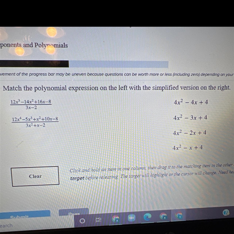 Match the polynomial expression on the left with the simplified version on the right-example-1